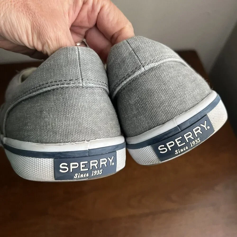 Sperry Shoes Sz 10.5 M Striper II CVO Salt Washed Sneakers STS17393 Grey Canvas